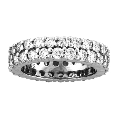 View 3.00ct tw Two Row All Around Diamond Eternity Band 14k Gold Bridal Ring H-J SI Quality Fit to Your Finger Size