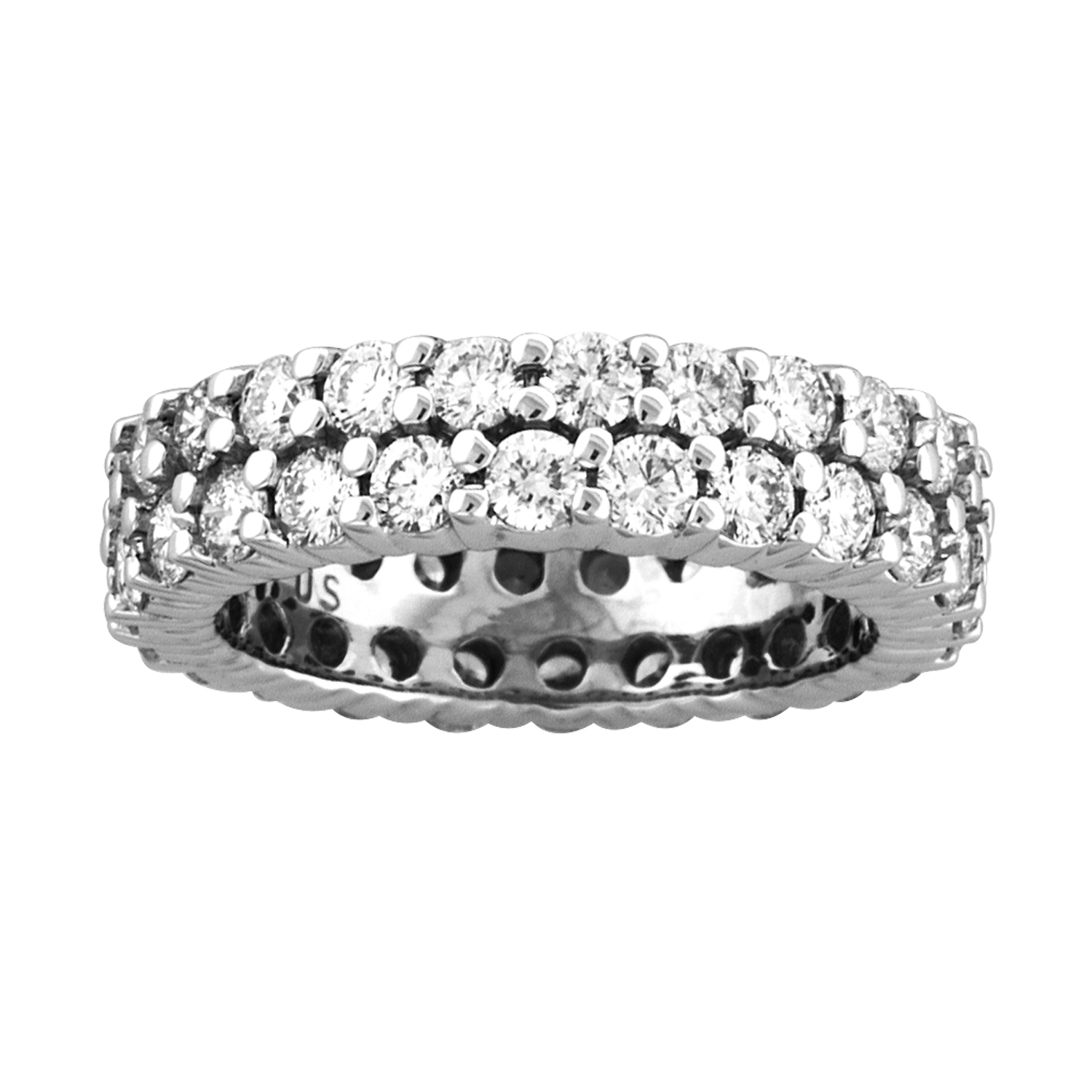 View 4.00ct tw Two Row All Around Diamond Eternity Band 14k Gold Bridal Ring H-J SI Quality Fit to Your Finger Size