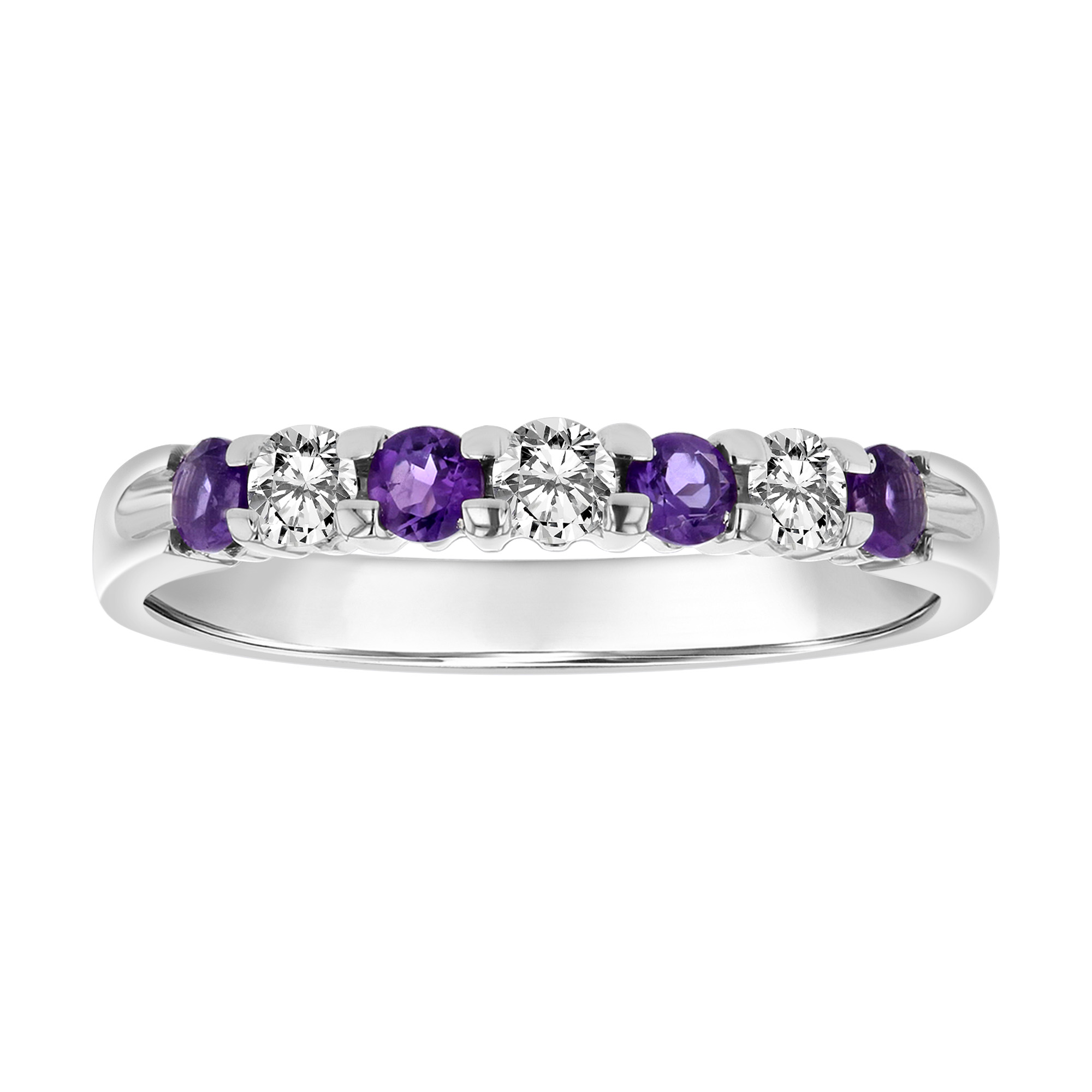 View 0.65ctw Diamond and Amethyst Band in 14k Gold