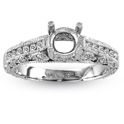 14k Gold Engagement Semi-Mount Ring with 0.40ct tw Round Diamonds