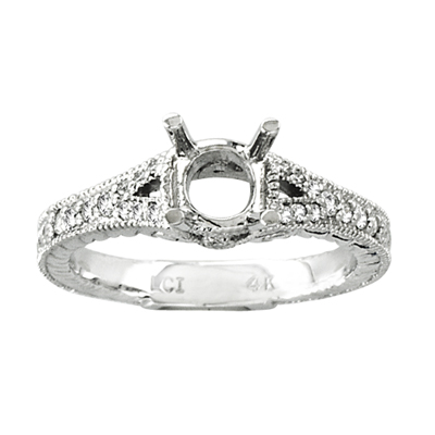 14k Gold Engagement Semi-Mount Ring with 0.20 ct tw Round Diamonds