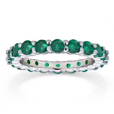 View 2.20ct tw Emerald Eternity Ring in 14k Gold
