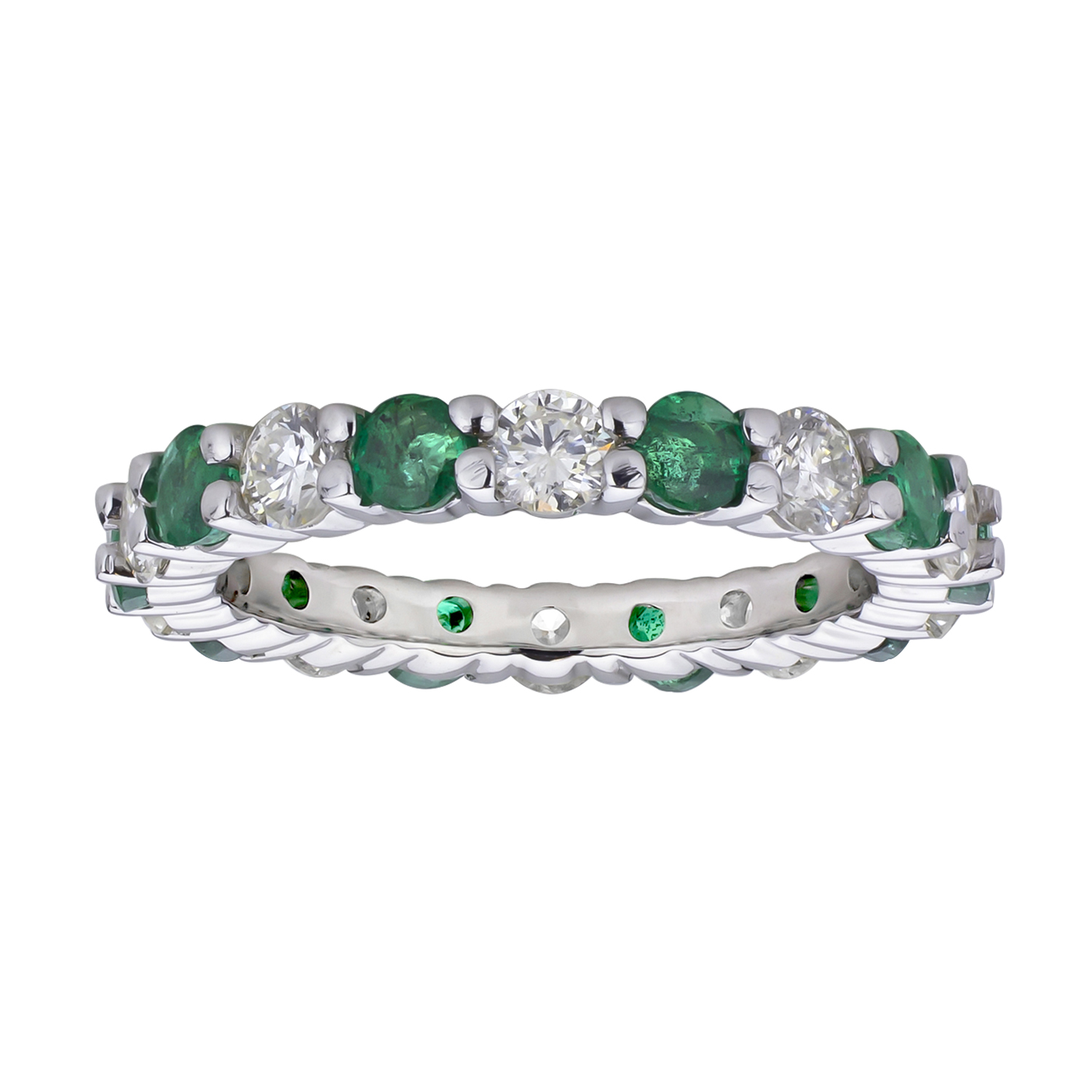 View 2.00cttw Diamond and Emerald Eternity Band set in 14k Gold
