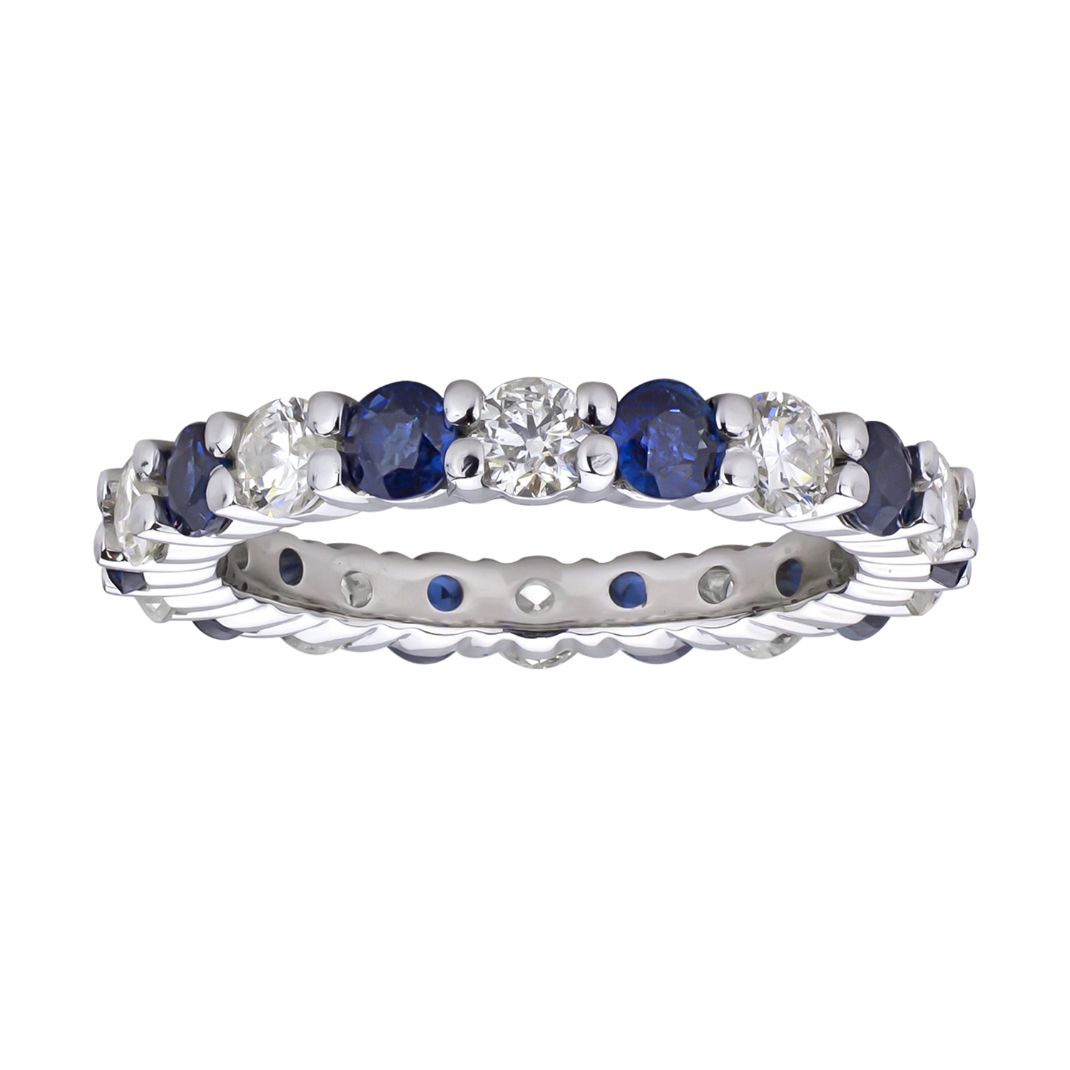 2.20cttw Diamond and Sapphire Eternity Band set in 14k Gold