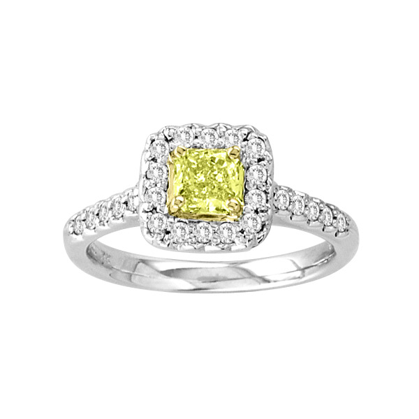View 0.75cttw Natural Fancy Yellow Diamond ring in 14k/18k Gold