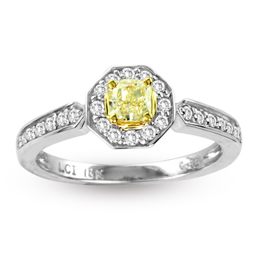 View 0.56ct tw Natural Fancy Yellow Diamond Fashion Ring 18K Gold