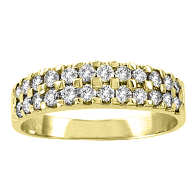 View 14k Gold Two Row Wedding Band with 0.65cttw of diamonds