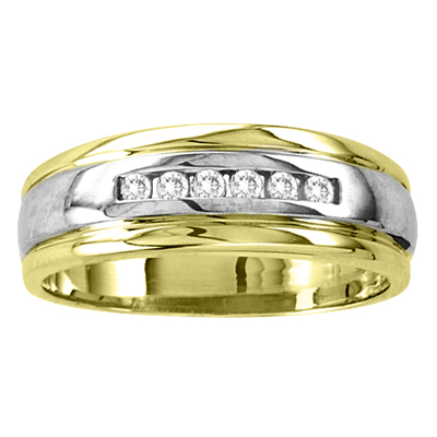 View 14k Gold Two Tone Men's Wedding Band with 0.15ct tw Diamonds