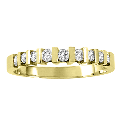 View 14k Gold Bar Set Wedding Band with 0.20ct of Diamonds