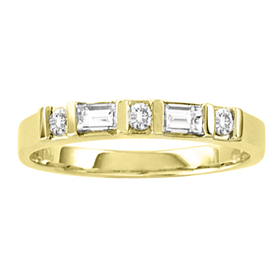 View 14k Gold Wedding Band with 0.30ct tw of Round and Baguette Diamonds