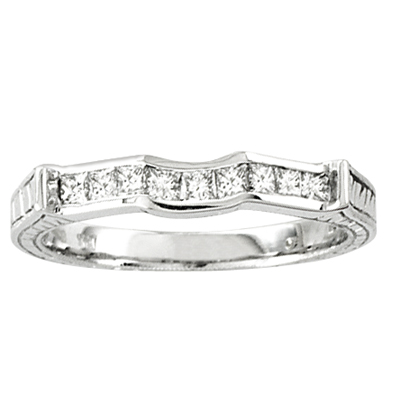 14k Gold Wedding Band with 0.35ct tw of Princess Cut Diamonds