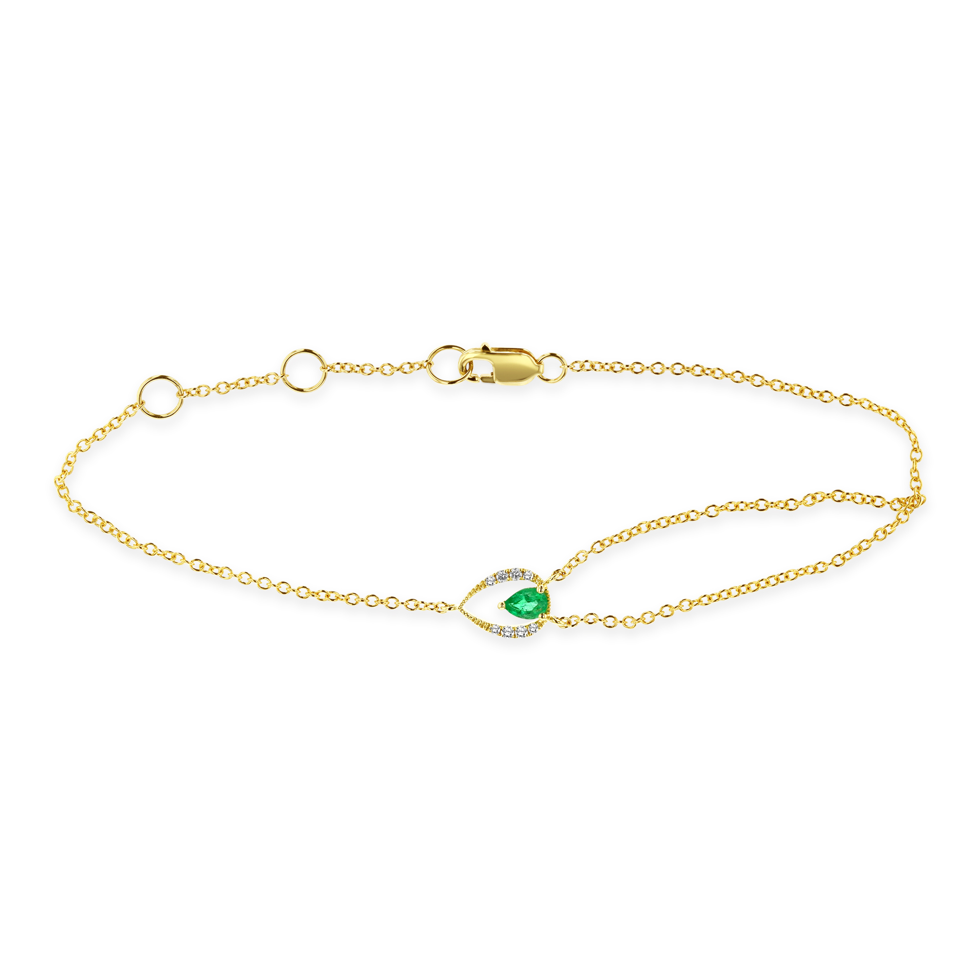 0.05ctw Diamond and Emerald Bracelet in 14k Gold