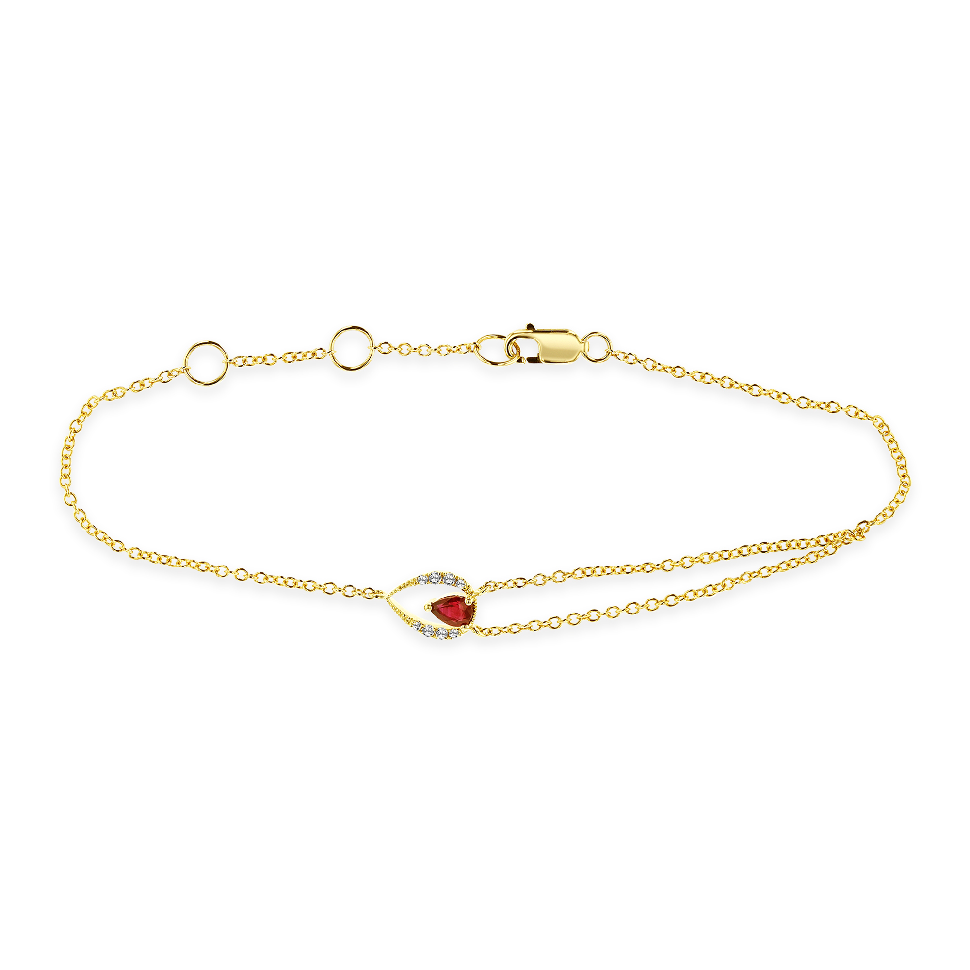 0.05ctw Diamond and Ruby Bracelet in 14k Gold