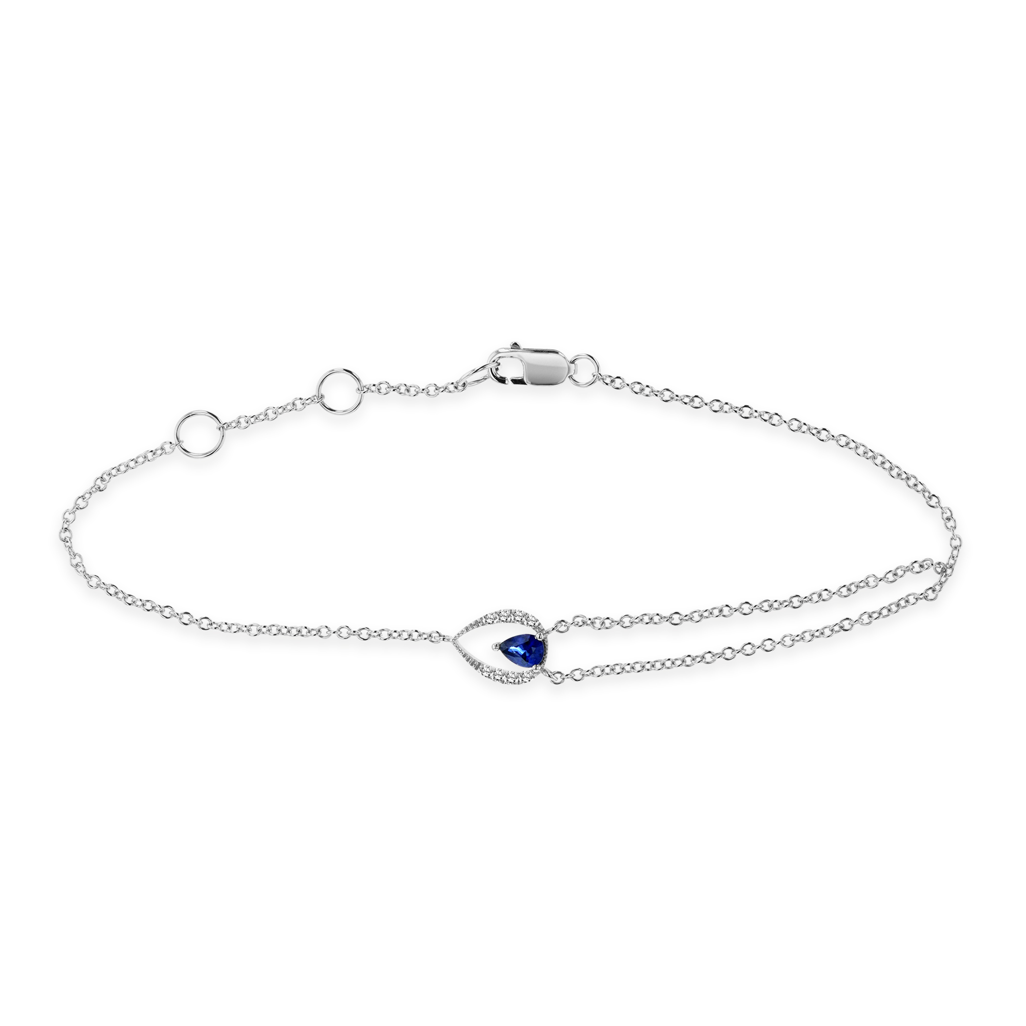 0.05ctw Diamond and Sapphire Bracelet in 14k Gold