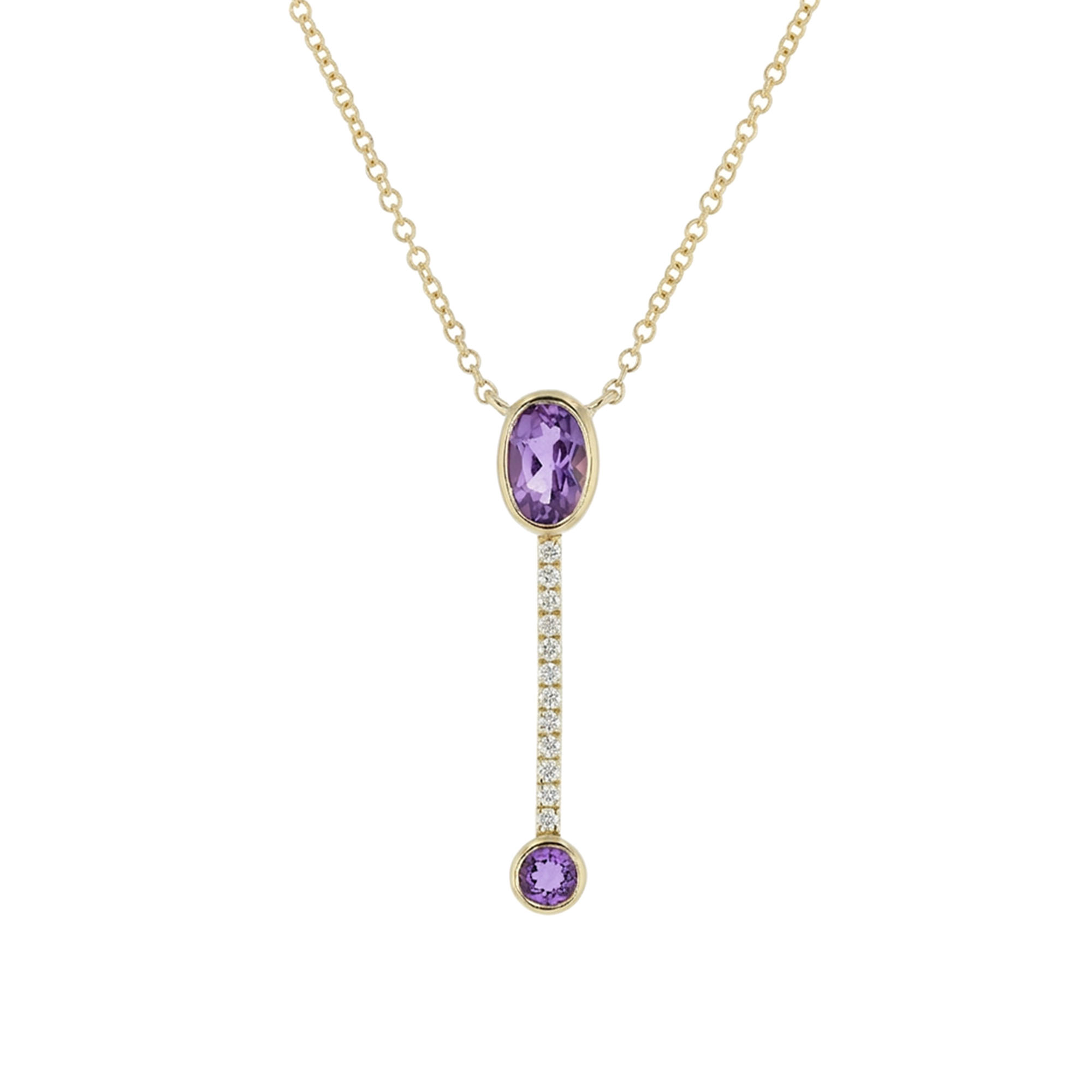 0.58ctw Diamond and Amethyst Pendant in 14k Yellow Gold
