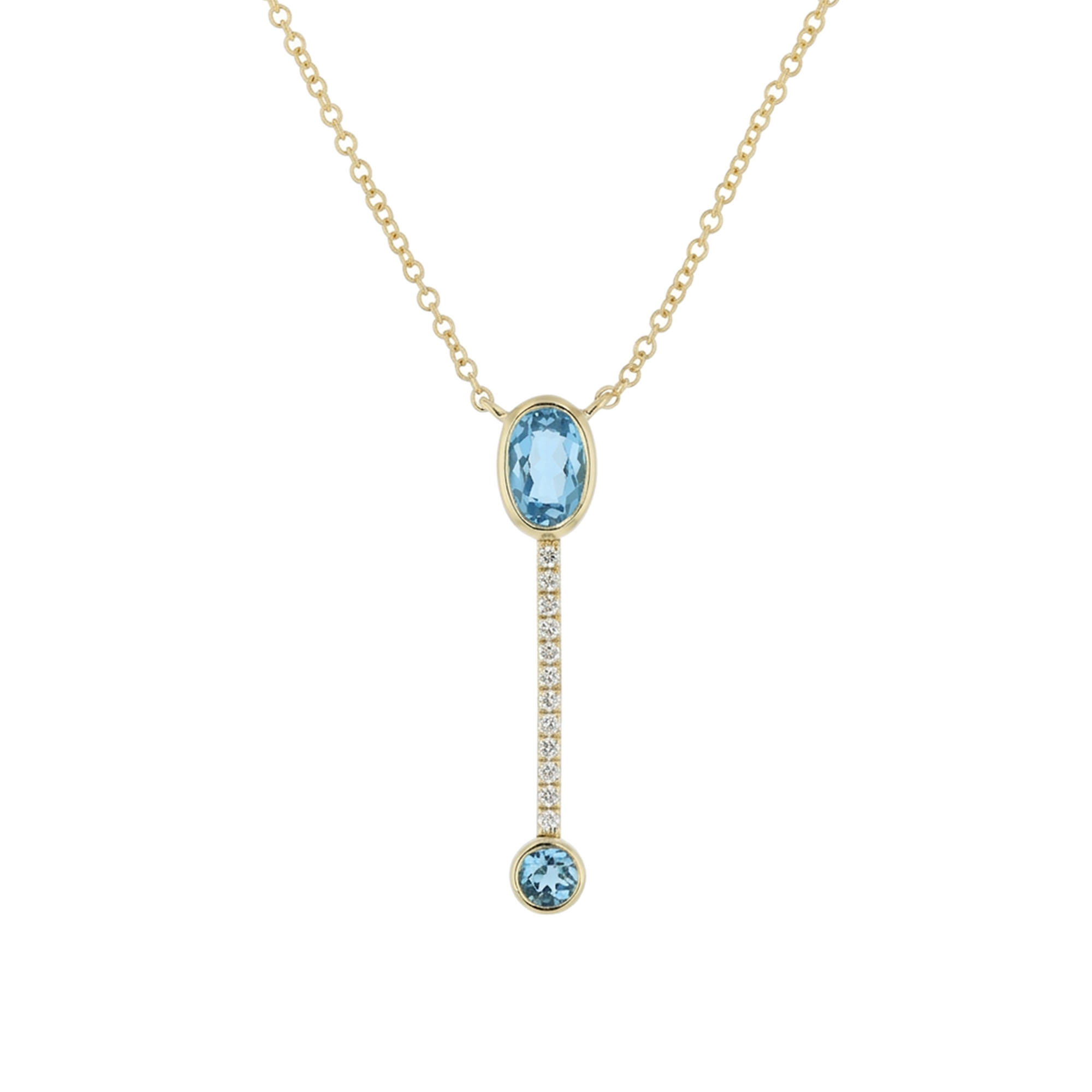 View 0.76ctw Diamond and Blue Topaz Fashion Pendant in 14k Yellow Gold