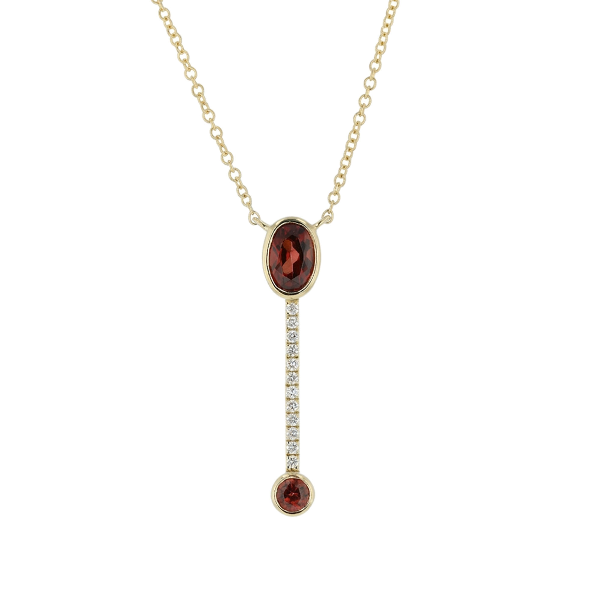 View 0.81ctw Diamond and Garnet Fashion Pendant in 14k Yellow Gold
