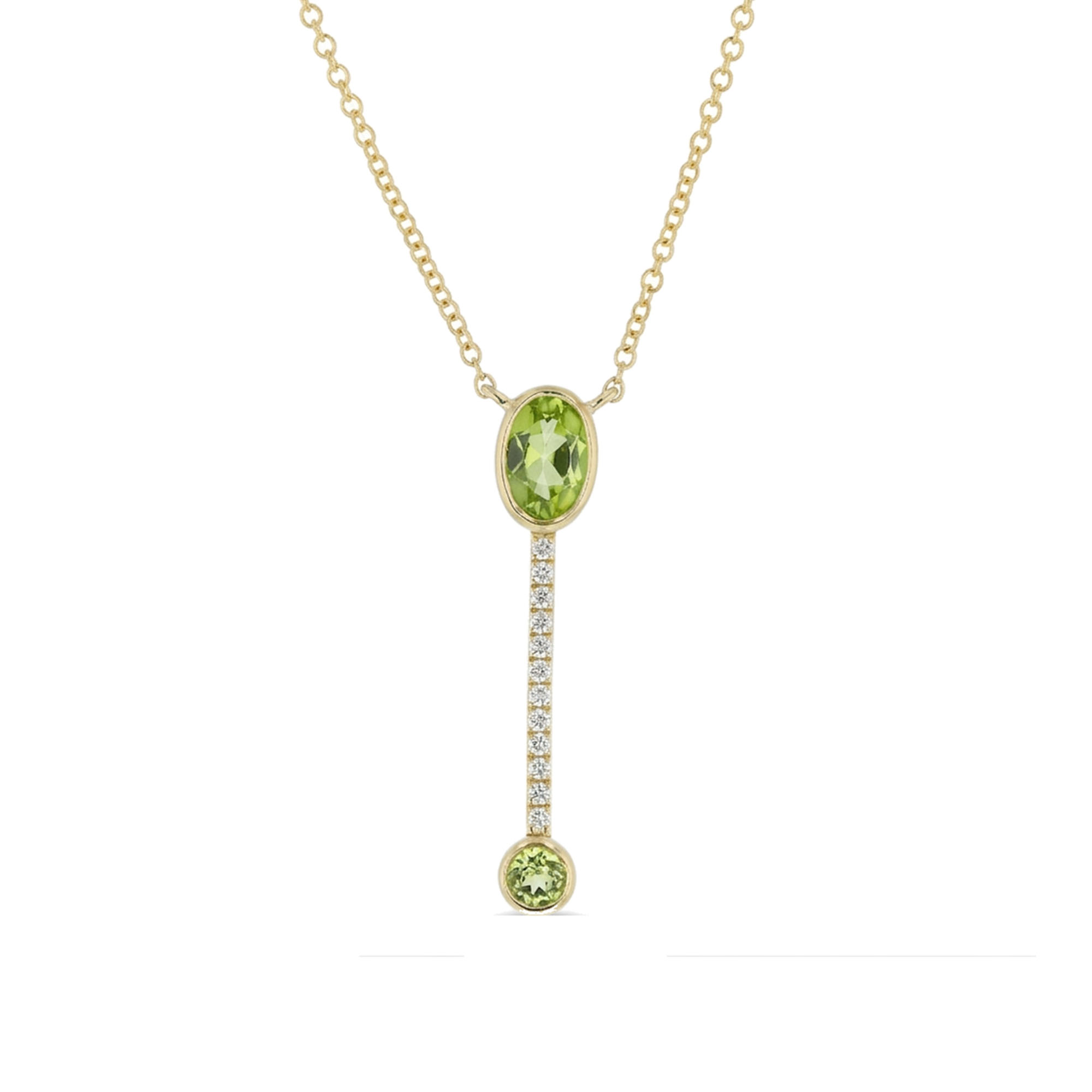 View 0.67ctw Diamond and Peridot Fashion Pendant in 14k Yellow Gold