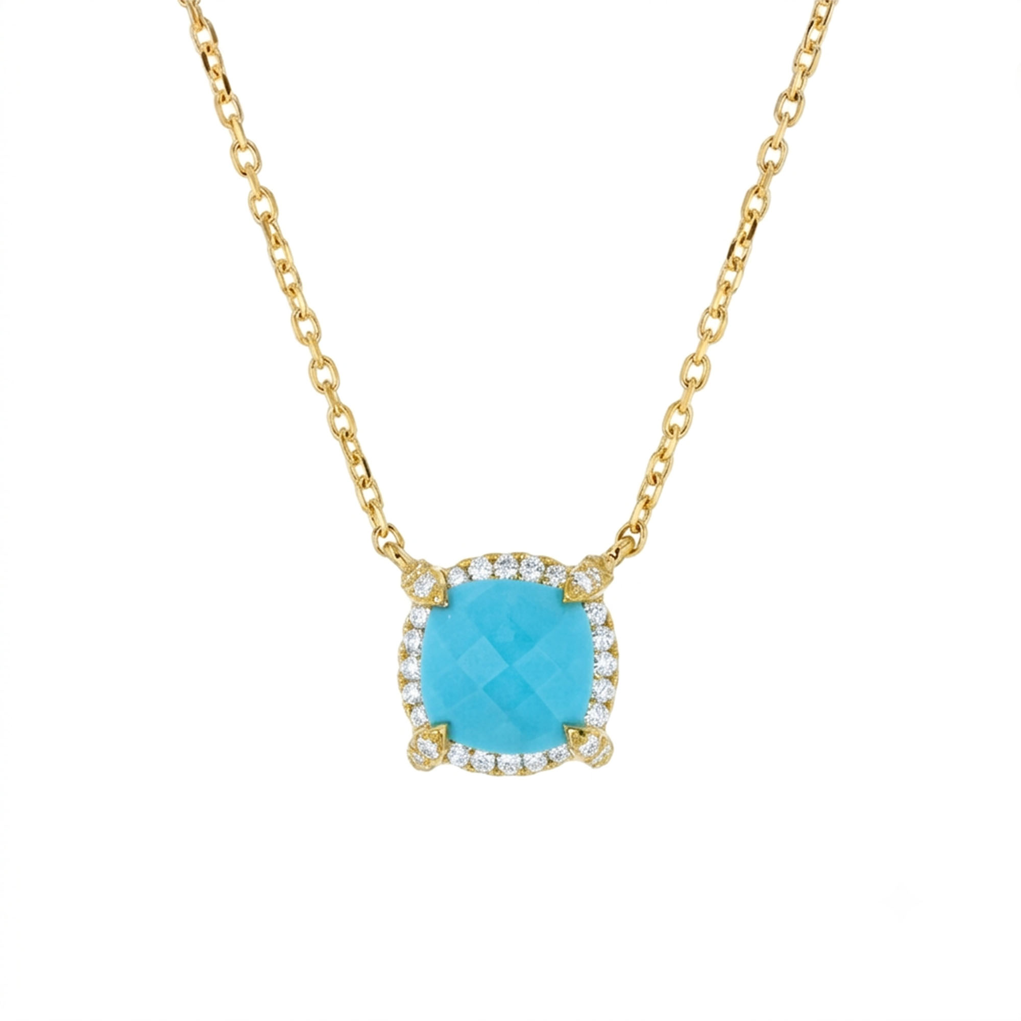 View 1.27ctw Diamond and Turquise Pendant in 14k Yellow Gold