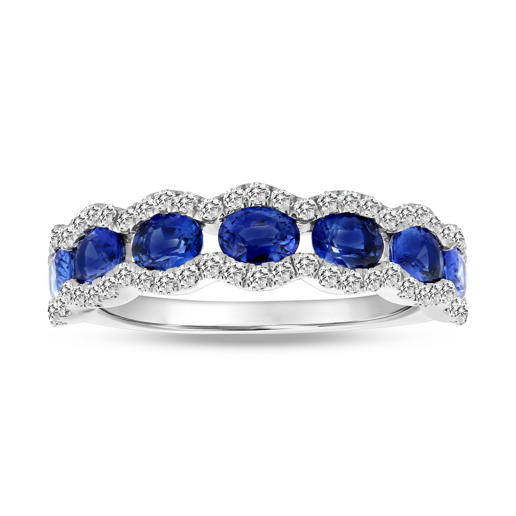 0.31ctw Diamonds and 1.41ctw Sapphire Band in 18k White Gold