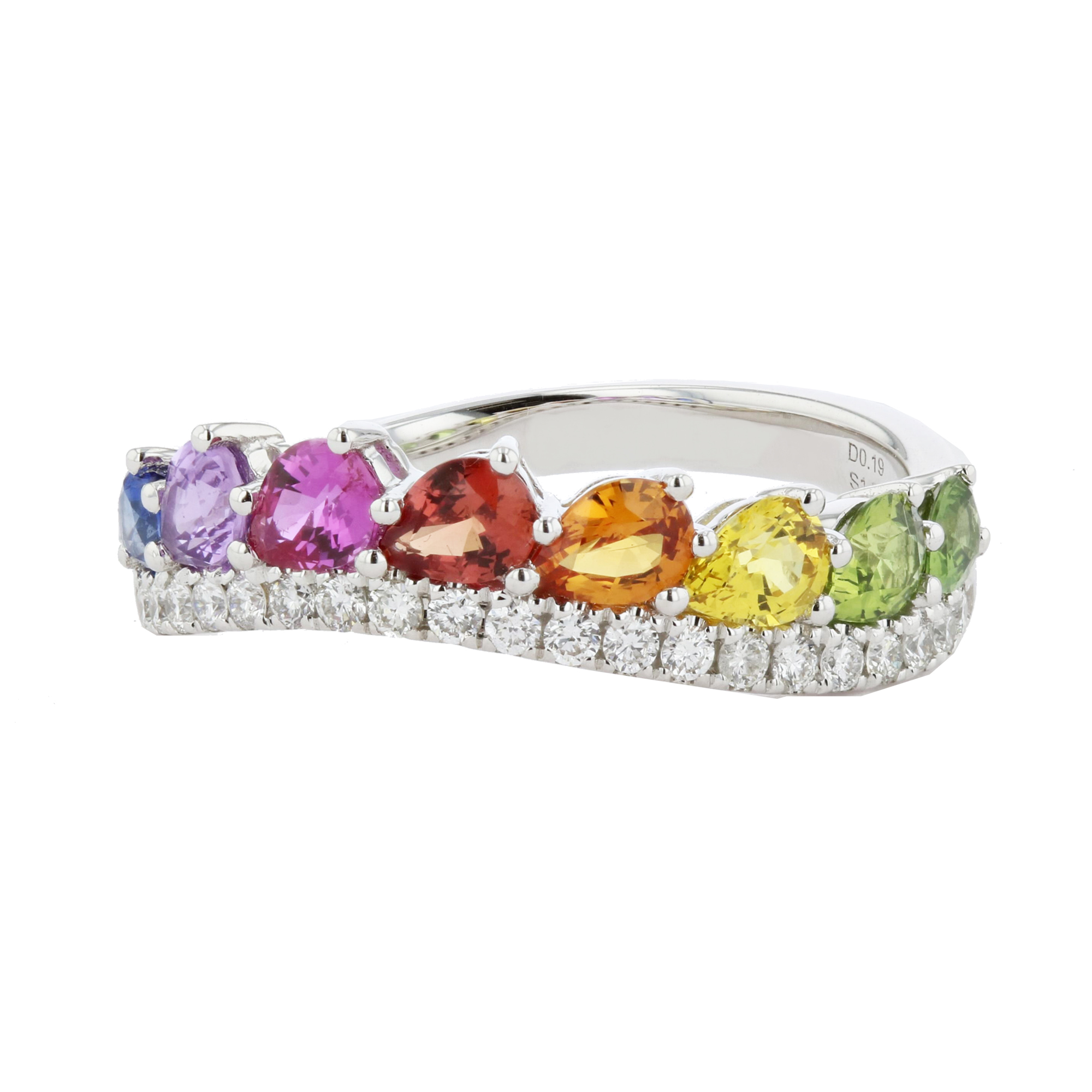 View 1.44ctw Diamond and Multi Sapphire Sapphire Band in 18k White Gold