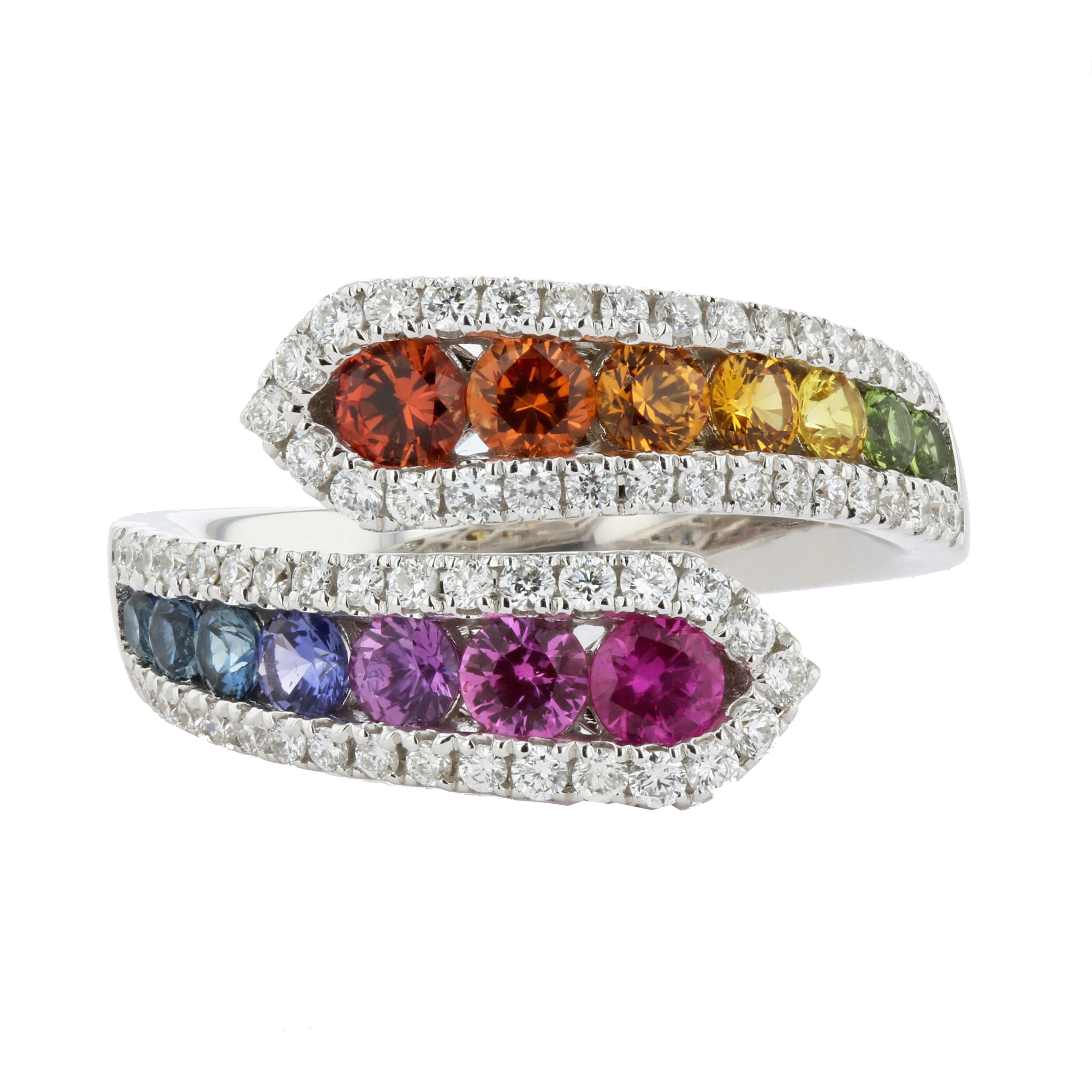 View 1.68ctw Diamond and Multi Sapphire Fashion Ring in 18k White Gold