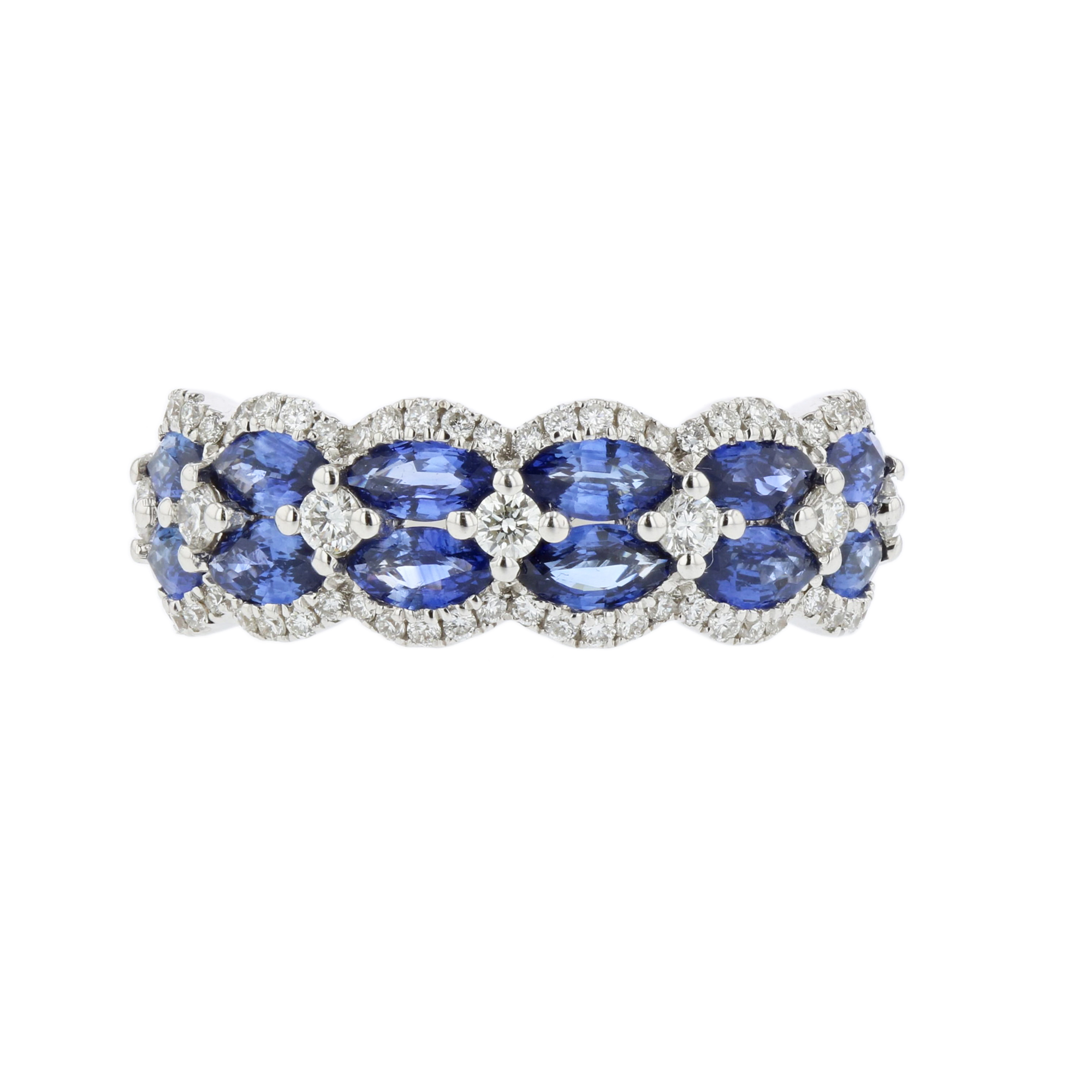 View 2.34ctw Diamons and Sapphire Fashion Band in 18k White Gold