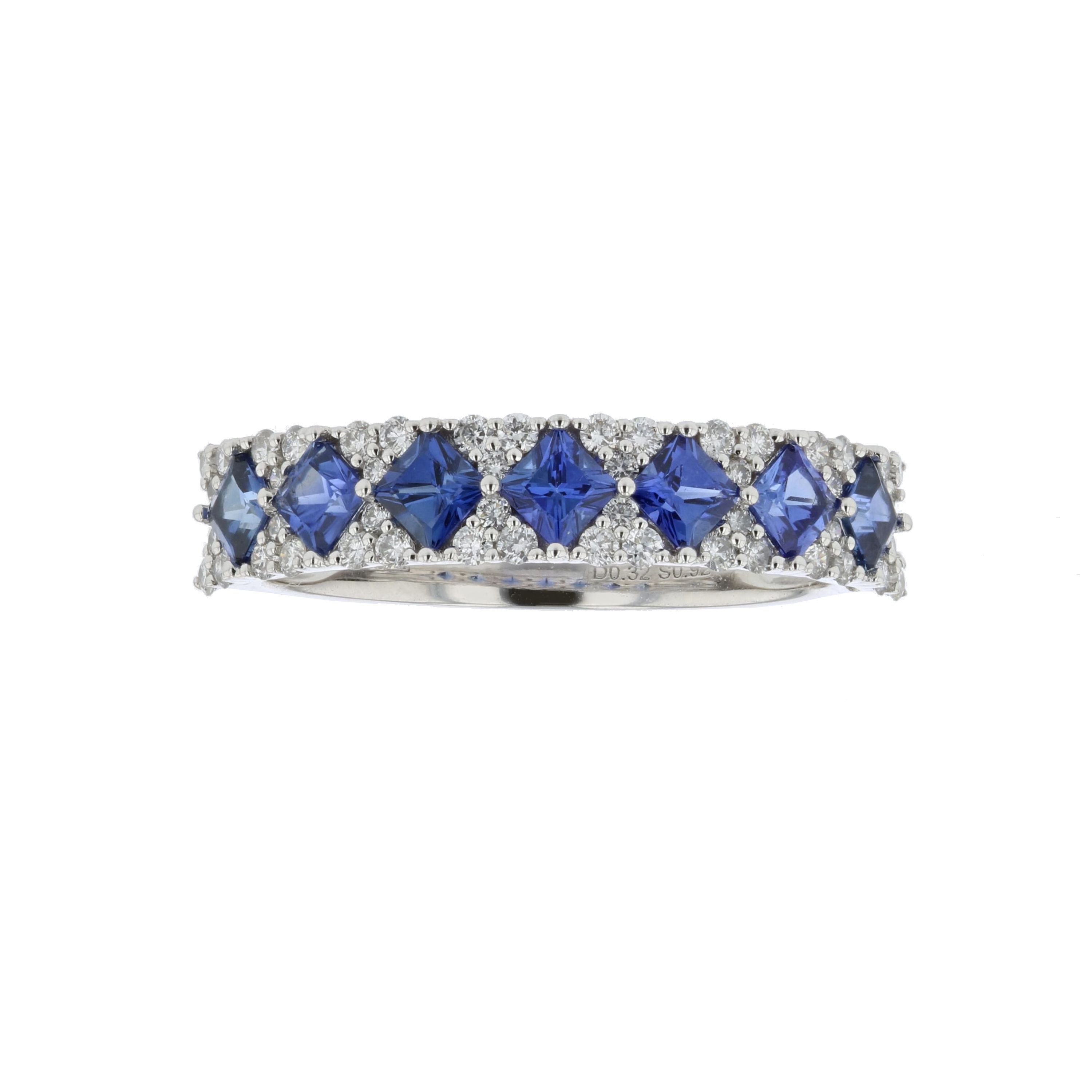 View 1.24ctw Diamond and Sapphire Band in 18k White Gold