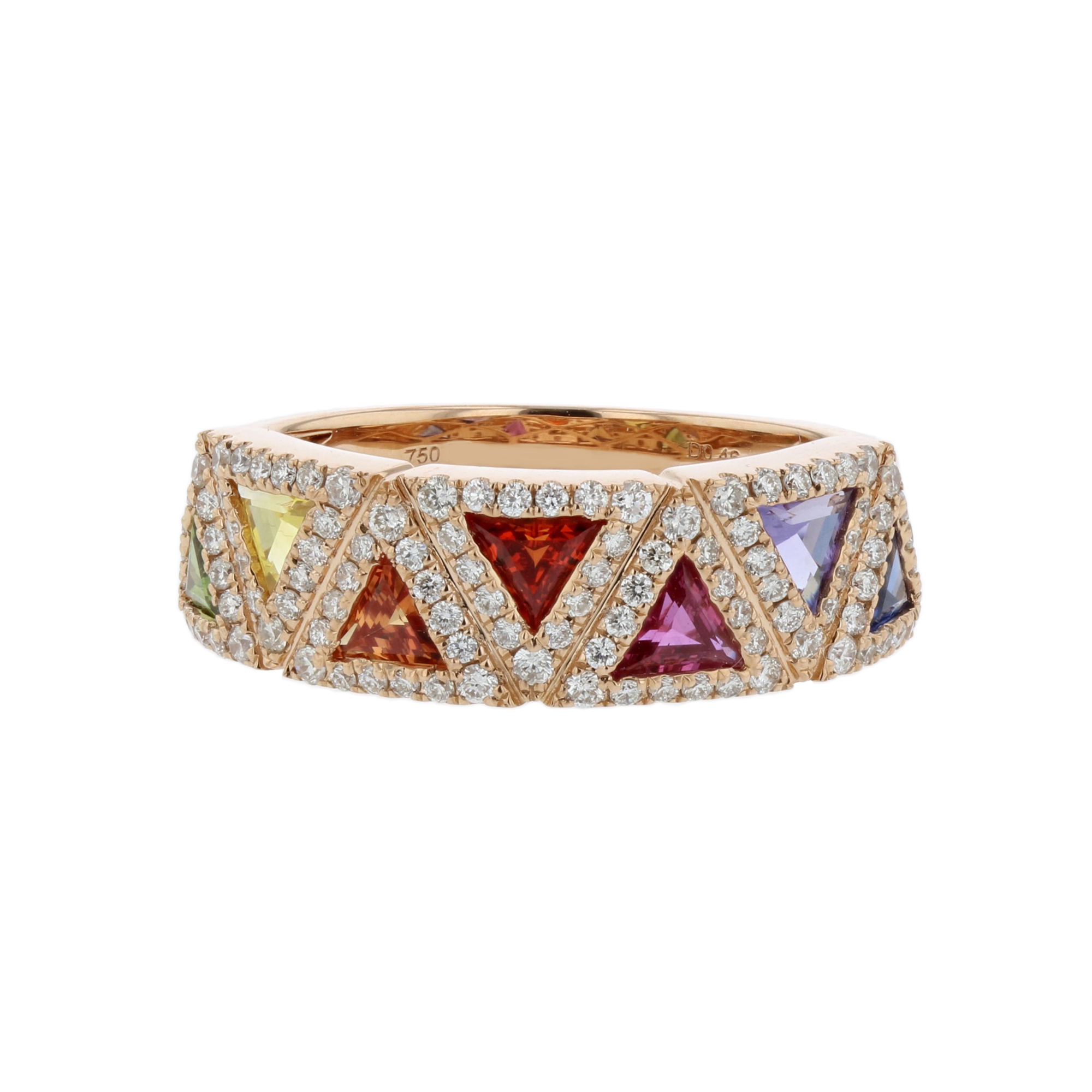 View 1.41ctw Diamond and Multi Sapphire Ring in 18k Rose Gold