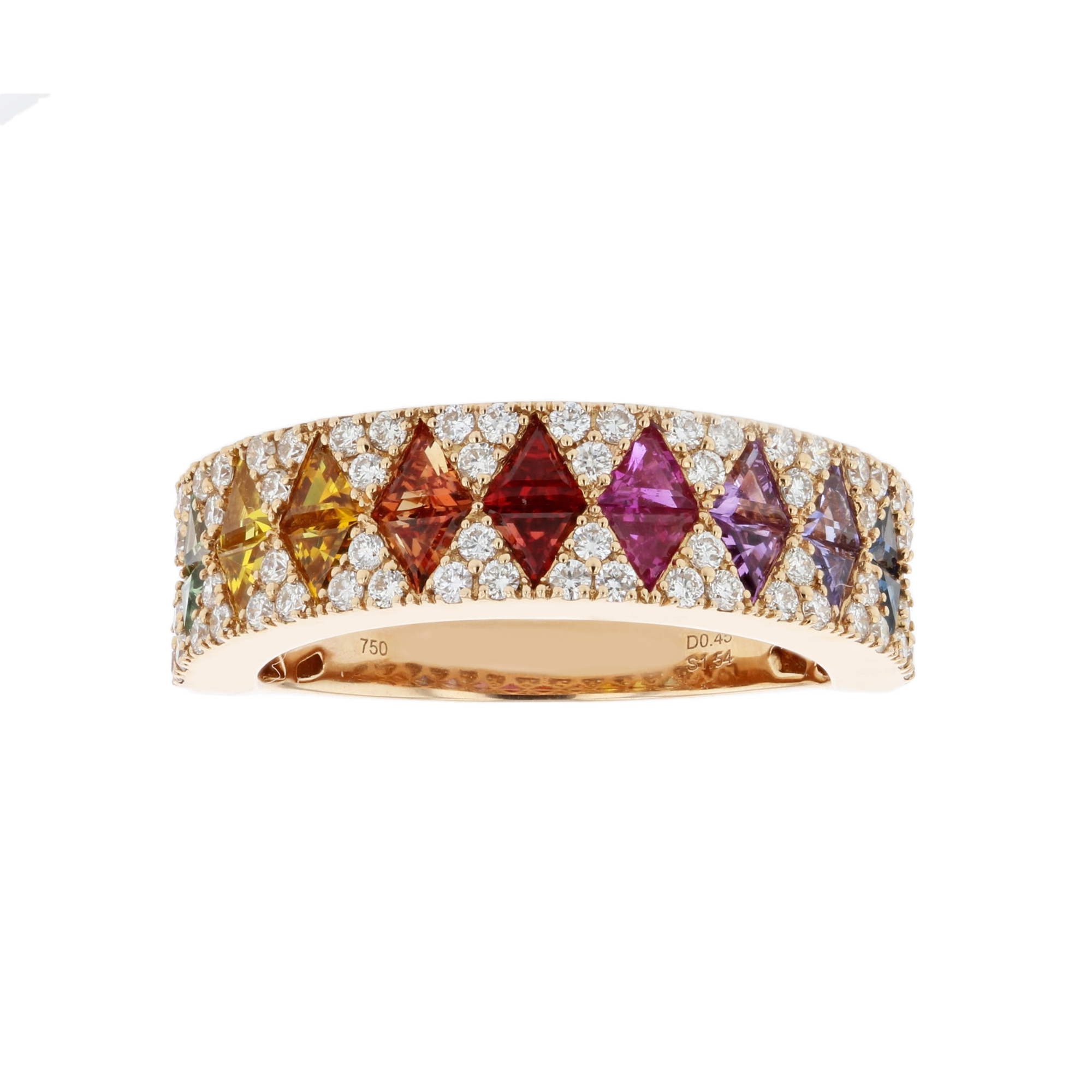 View 1.99ctw Diamond and Multi Sapphire Band in 18k Rose Gold