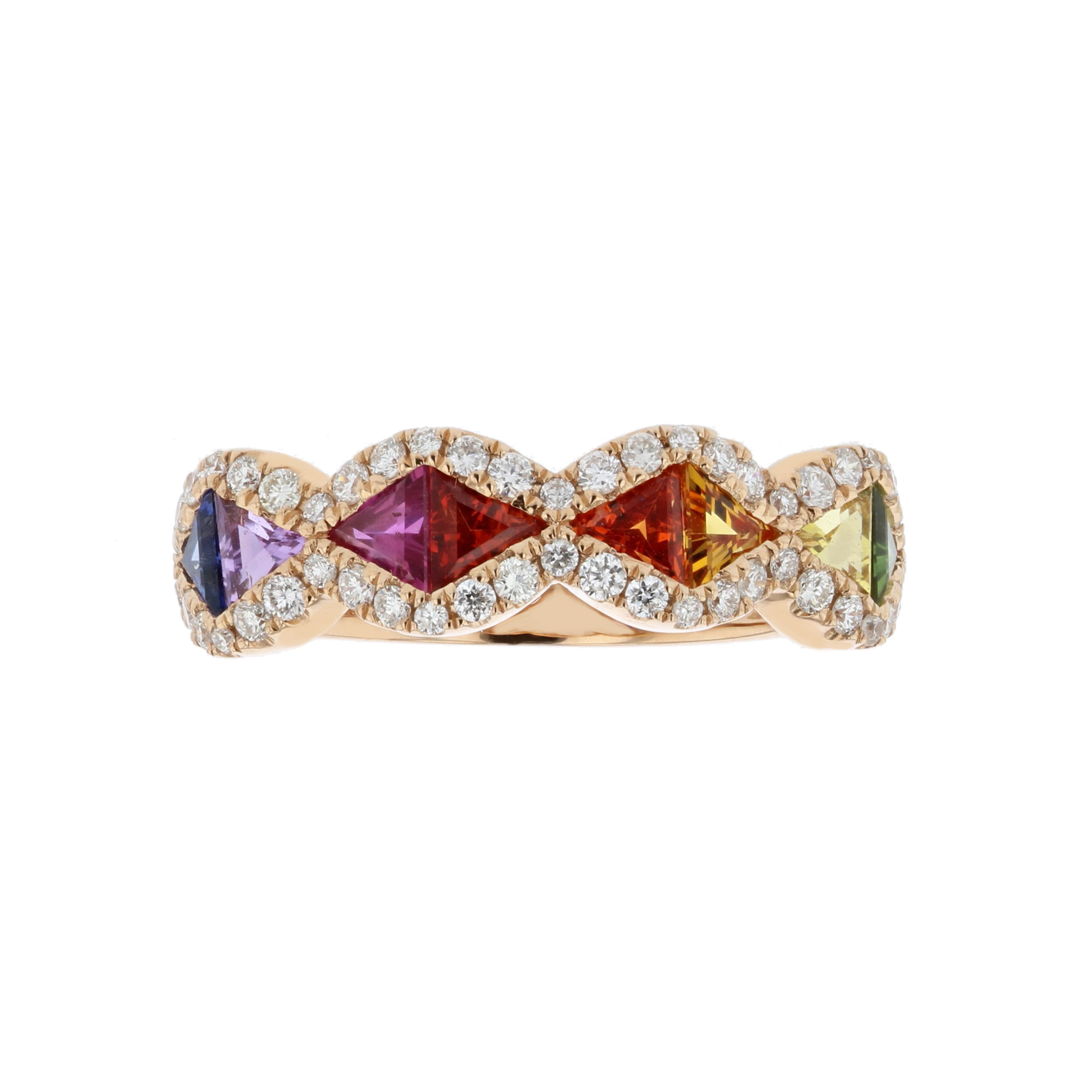 View 1.48ctw Diamond and Multi Sapphire Ring in 18k Rose Gold