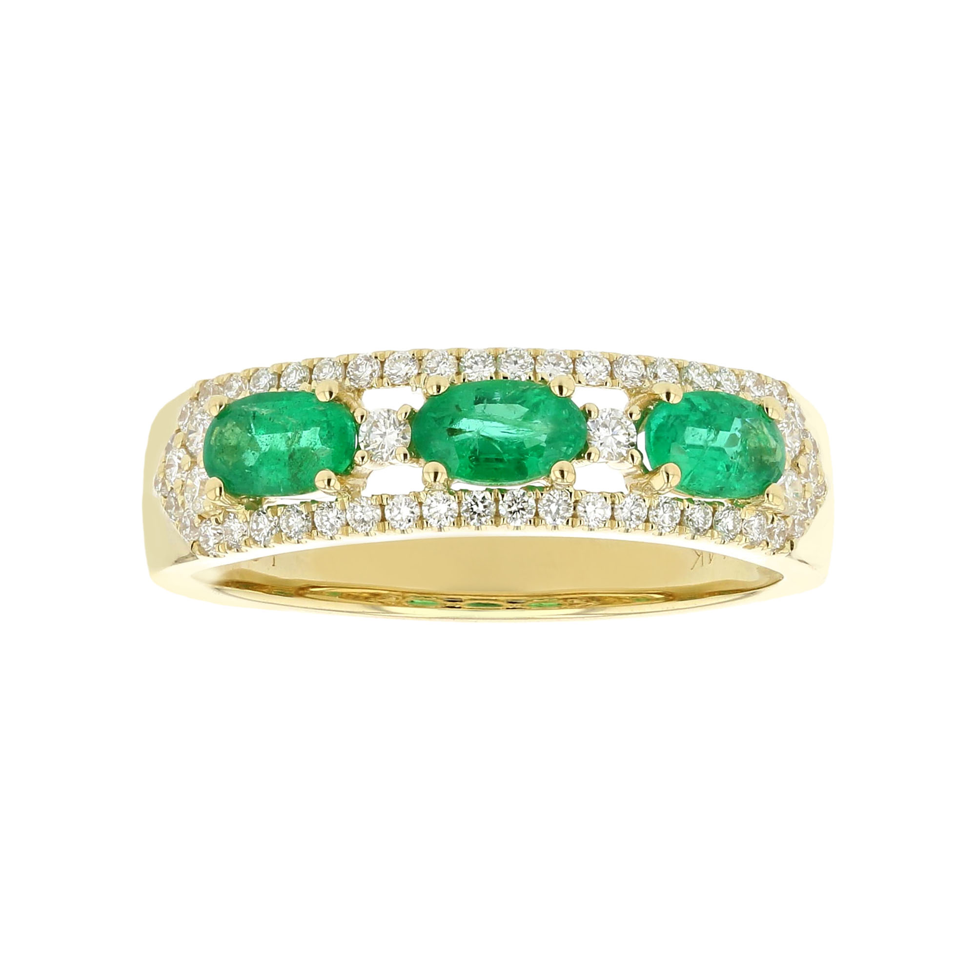 View 1.03ctw Emerald and Diamond Fashion Band in 14k Yellow Gold