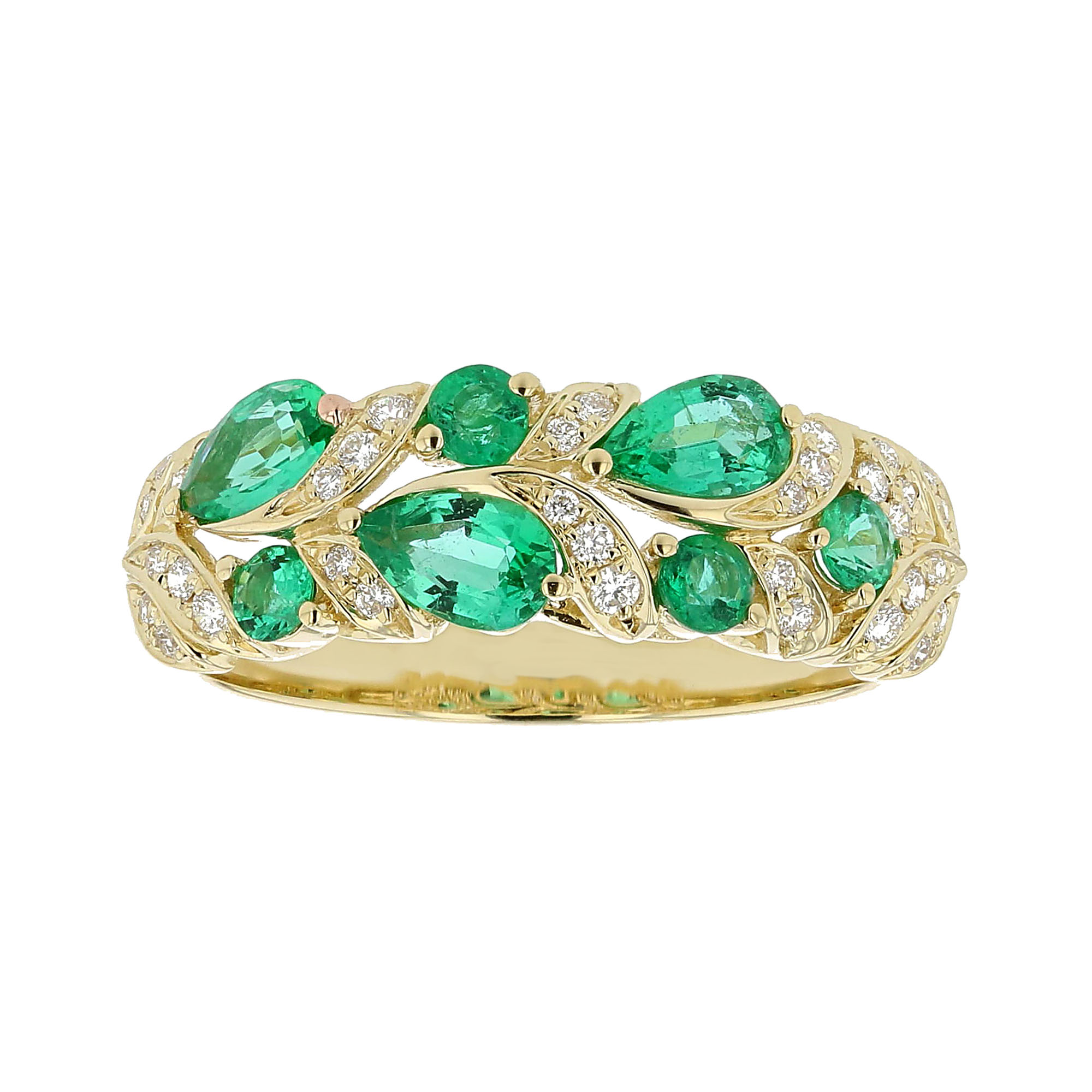 View 1.04ctw Diamond and Emerald Fashion Ring in 14k Yellow Gold