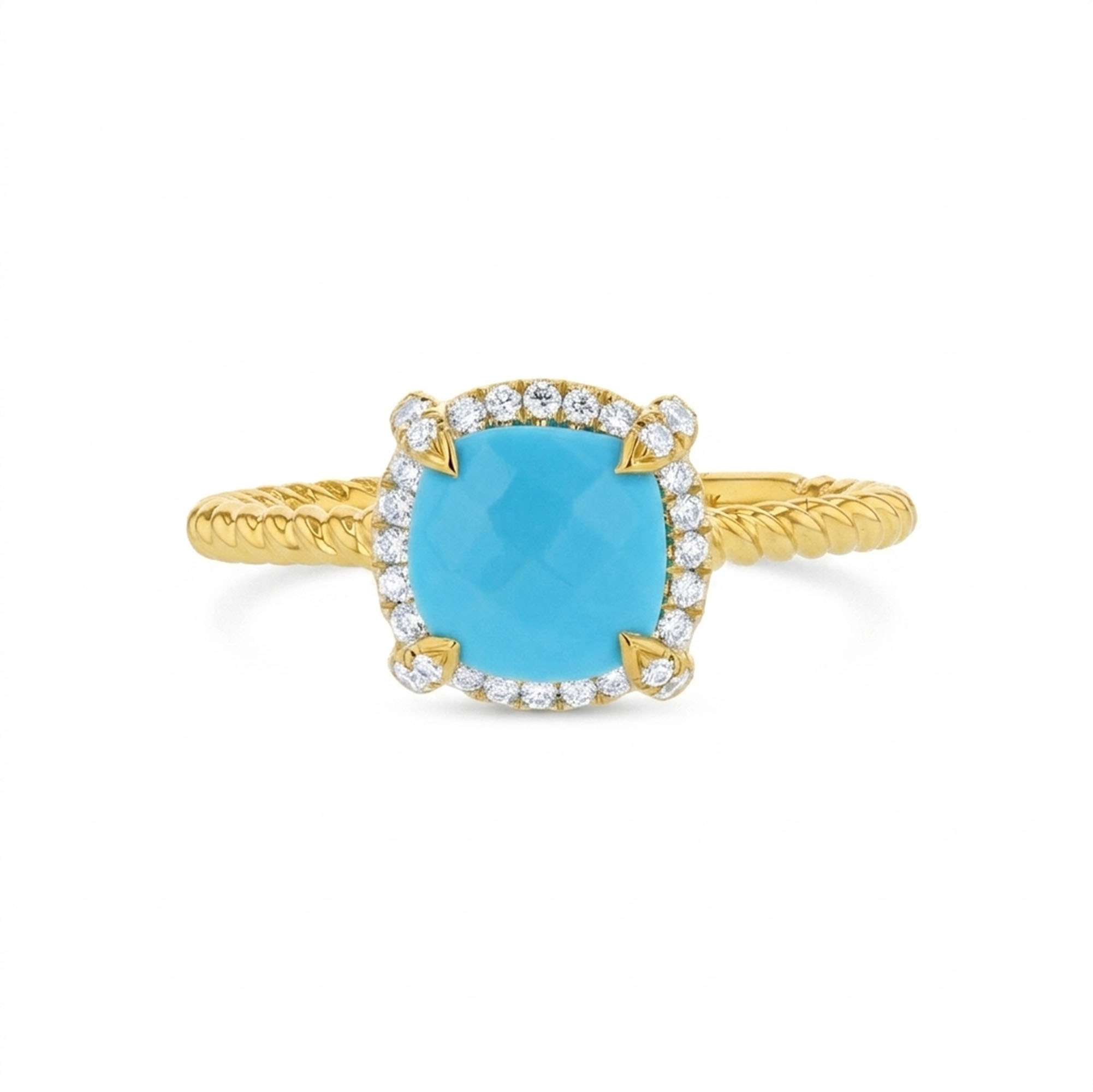 1.446tw Diamond and Turquoise Fashion Ring in14k White Gold
