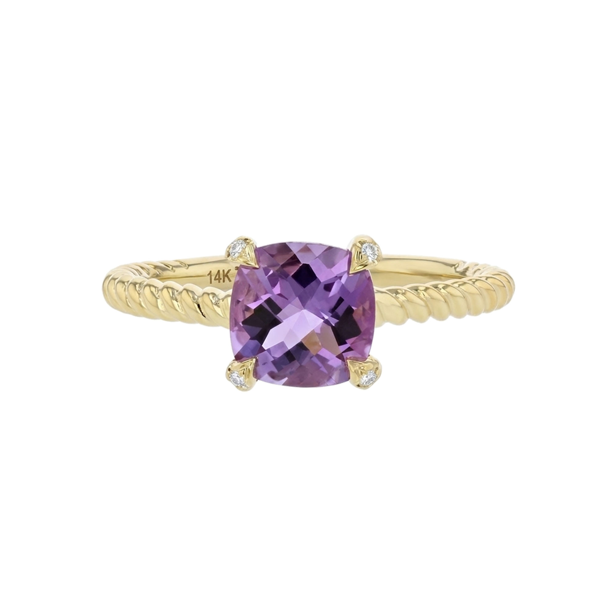 1.32ctw Diamond and Amethyst Ring in 14k Yellow Gold